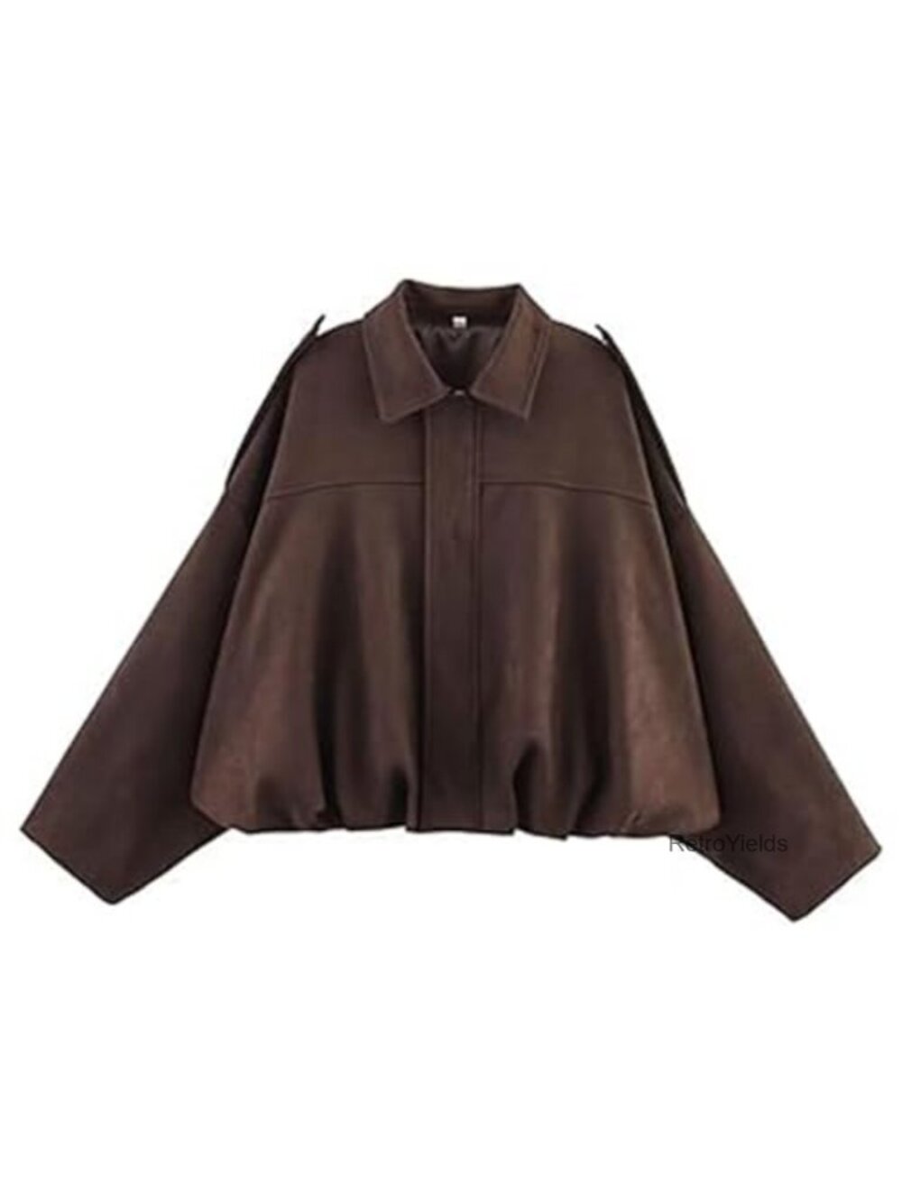 Faux Suede Bomber Jacket Lapel Pilot Motorcycle Coat Long Sleeve